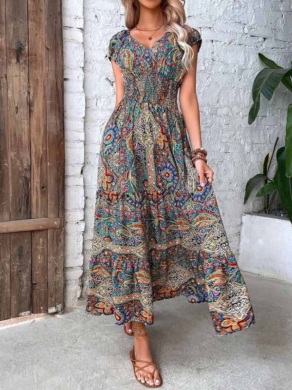 Romantic Bohemian High-Waist Maxi Dress – Sleeveless & Flowy for Summer