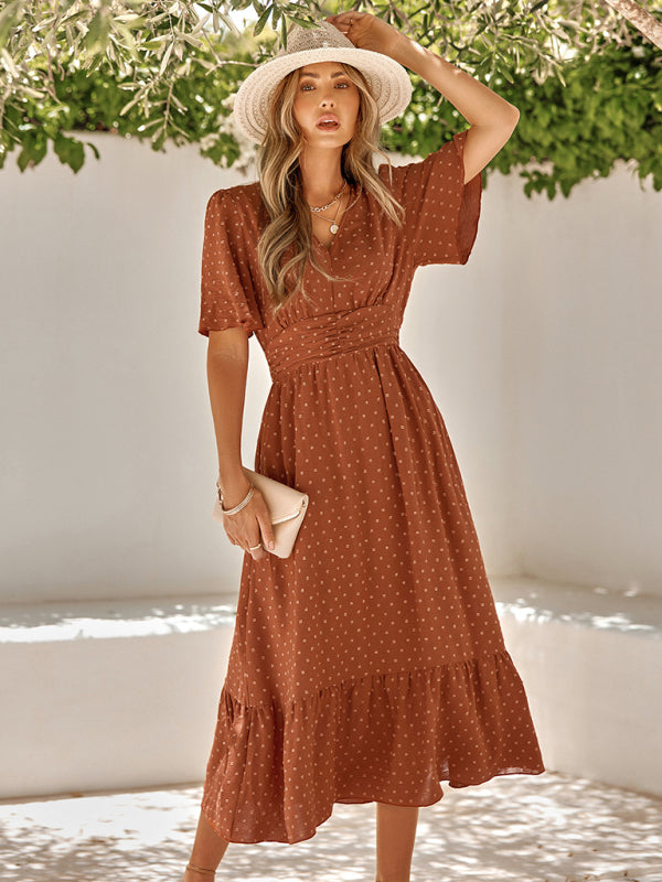 V-Neck Ruffle Sleeve Maxi Dress – Lightweight Solid Color Summer Essential