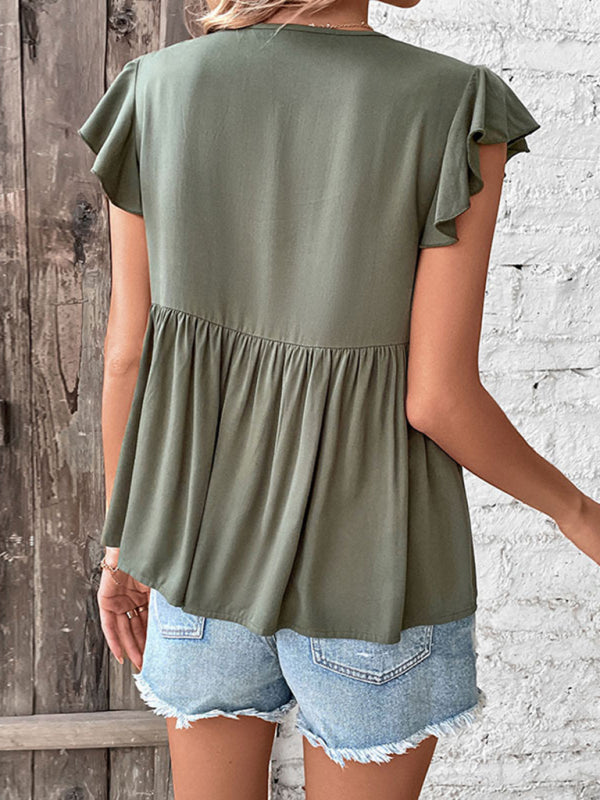 Women's Solid Color Button-Down Shirt