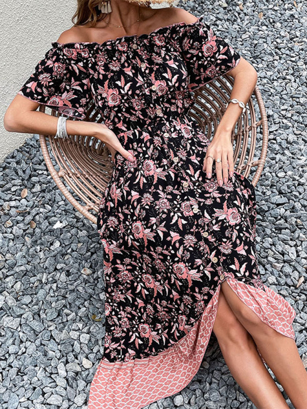 Boho One-Shoulder Print Maxi Dress – Lightweight Rayon Summer Style