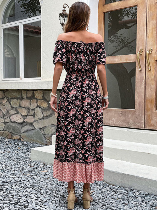 Boho One-Shoulder Print Maxi Dress – Lightweight Rayon Summer Style