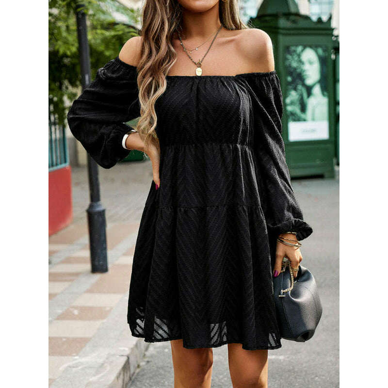 elegant-long-sleeve-waist-dress-–-graceful-self-design-fit-for-spring-summersmiling-maria---everything-for-women-34654711