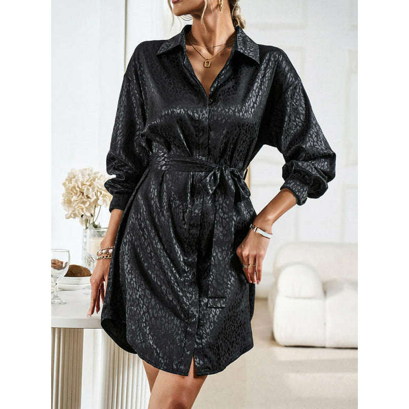 فستان متوسط الطول بأكمام طويلة وياقة قميص مع فتحة أمامية – جريسفول فيتسمايلينغ ماريا --- كل شيء للنساء 34650548