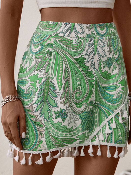 Fringed Leaf Print Culottes – Smiling Maria