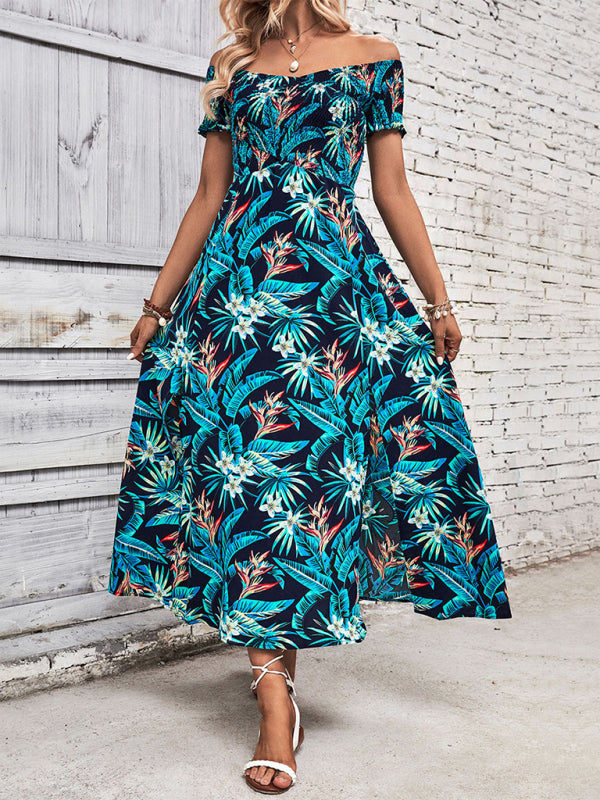 Tropical Floral Off-Shoulder Maxi Dress – Spring-Summer Resort Wear