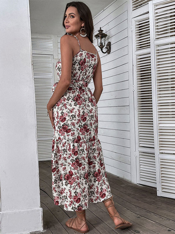 Floral Mid-Length Camisole Dress – Lightweight Woven Design