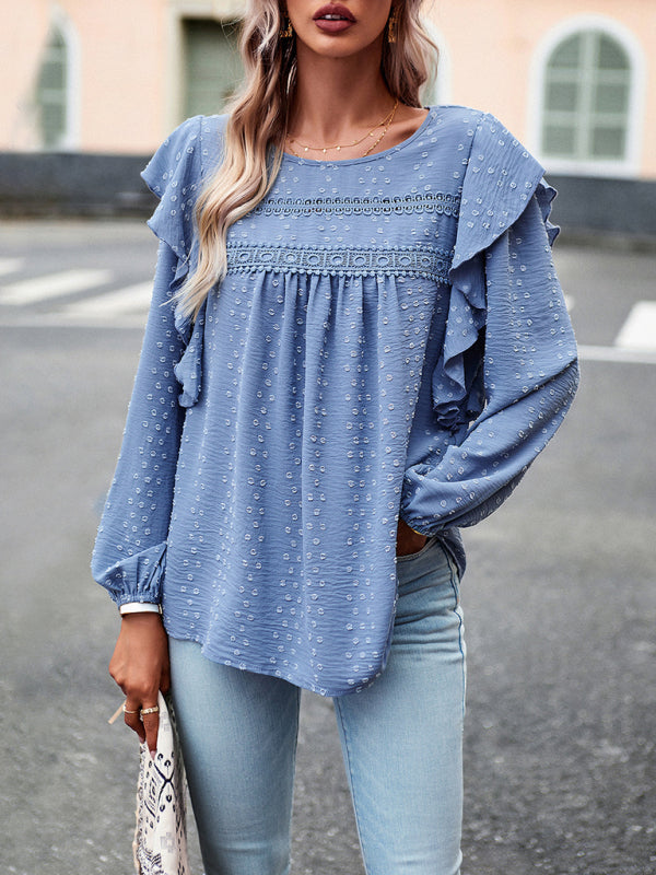 Ruffled Lace Long Sleeve Blouse