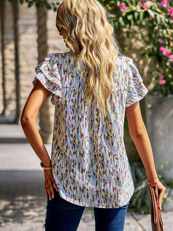 Women's V-Neck Loose Fit Casual Top