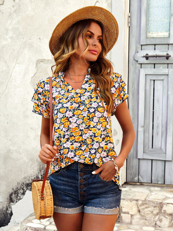 Women's V-Neck Loose Fit Casual Top