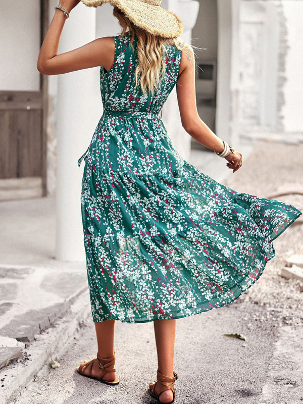Romantic Sleeveless Resort Maxi Dress – Woven Polyester, No Pockets