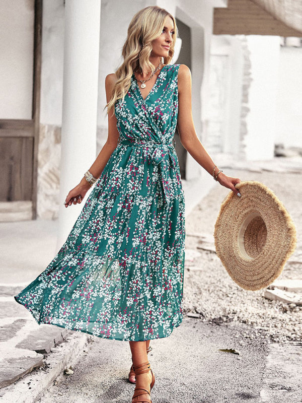 Romantic Sleeveless Resort Maxi Dress – Woven Polyester, No Pockets