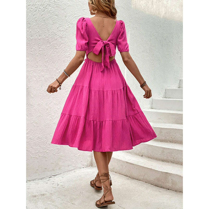elegant-rose-square-neck-short-sleeve-dress-–-woven-polyester-spring-summer-stylesmiling-maria---everything-for-women-34654143