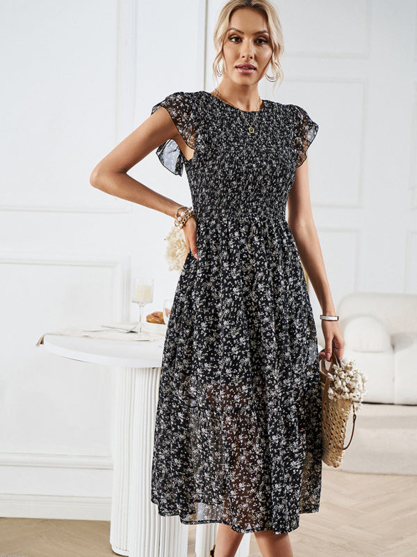 Elegant Romantic Floral Maxi Dress – Sleeveless, Lightweight & Woven Black