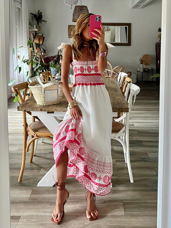 Boho Tie-Front Printed Maxi Dress