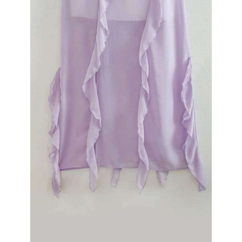 فستان ماكسي بشق من الدانتيل مع حافة كشكش - ماريا المبتسمة - كل شيء للنساء 34651287