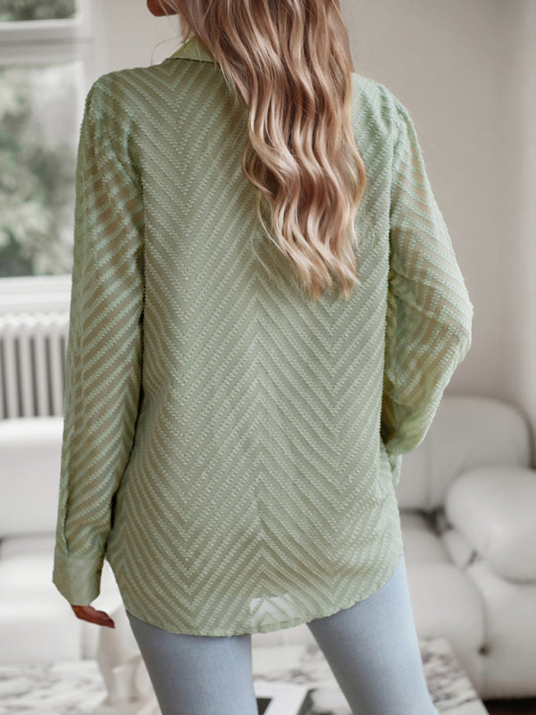 Schicke Jacquard-Bluse mit langen Ärmeln