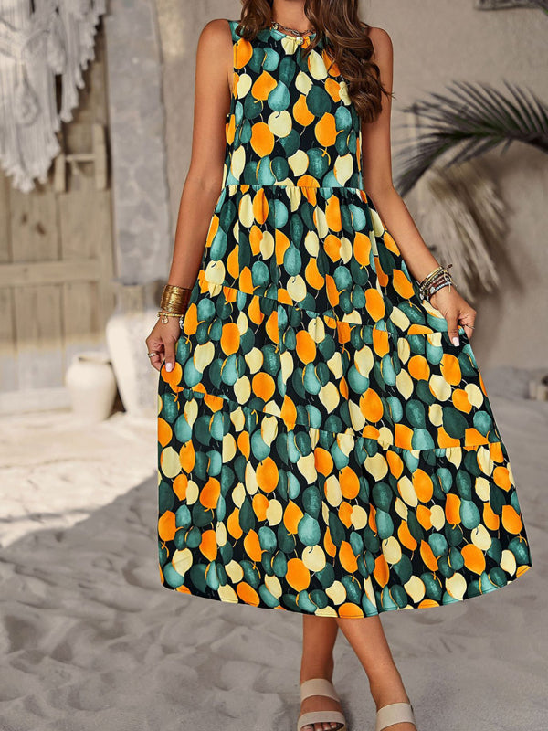 Bohemian Halter Neck Tiered Floral Maxi Dress – Spring & Summer Holiday Style