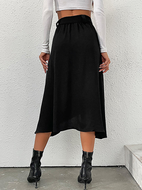 Solid Color Mid-Length Skirt for Women