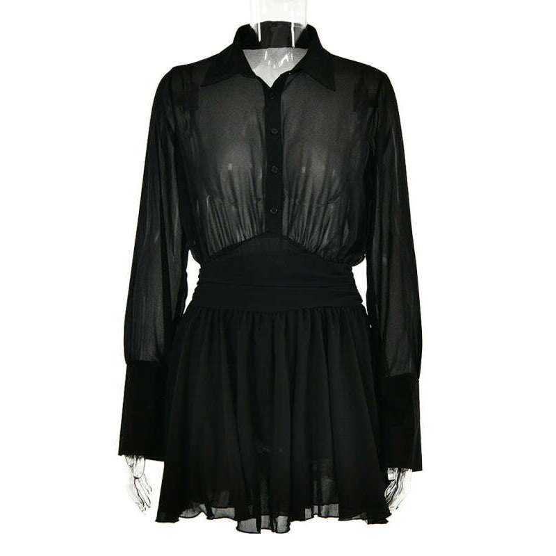 فستان ميني رومانسي بأزرار أمامية وياقة مع تنورة مكشكشة – ربيع وصيف ابتسامة ماريا --- كل شيء للنساء 34651817