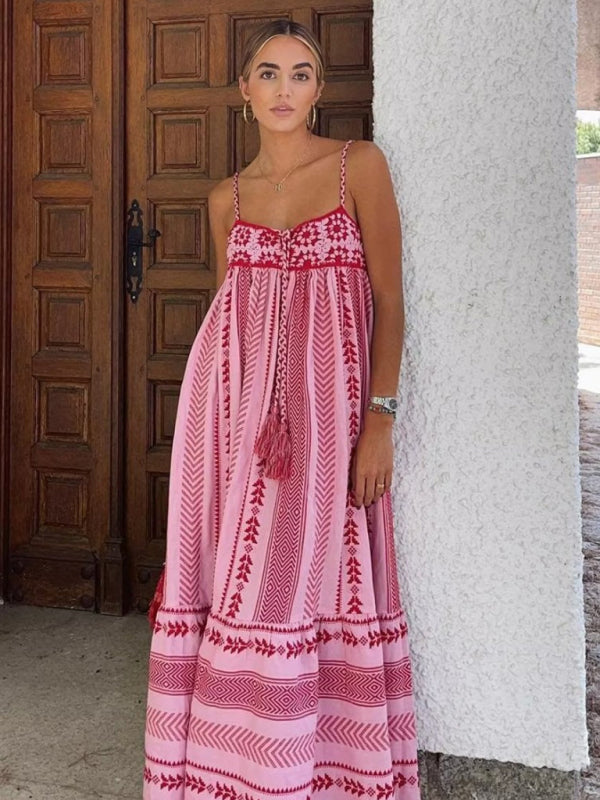 Crochet Patchwork Ethnic Knit Slip Dress – Handcrafted Vacation Style