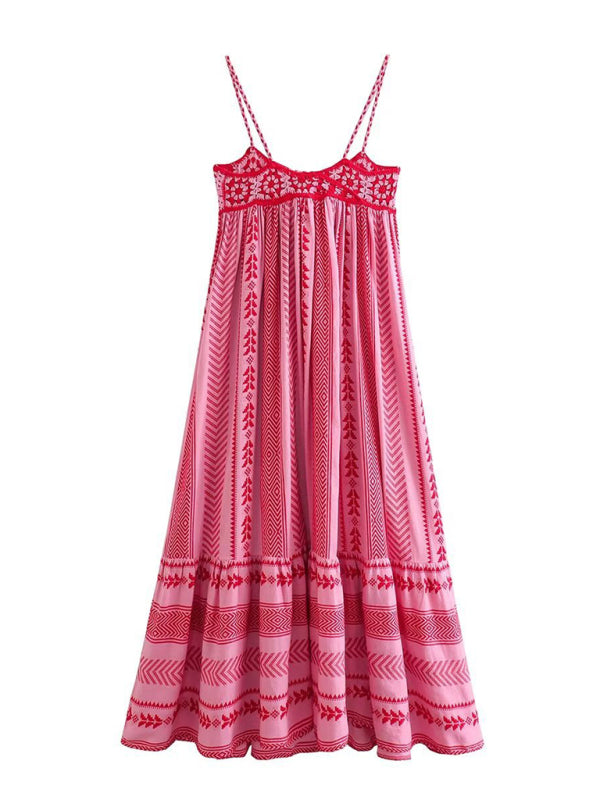 Crochet Patchwork Ethnic Knit Slip Dress – Handcrafted Vacation Style