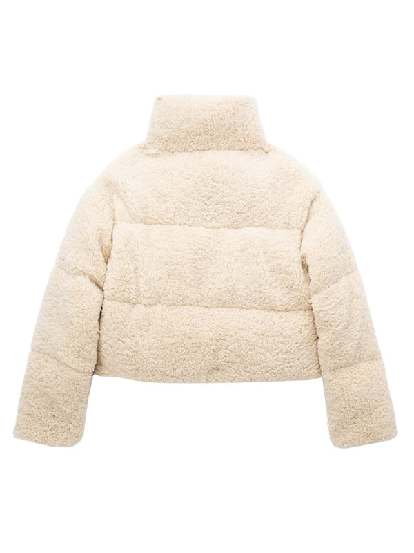 Casual Sherpa Fleece Jacket with Slant Pockets
