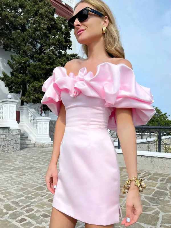 Solid Strapless Midi Dress – Woven Polyester, Form-Hugging & Elegant Fit