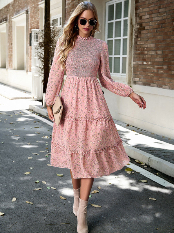 Romantic Floral Holiday Dress – Woven Polyester, Spring-Summer Style