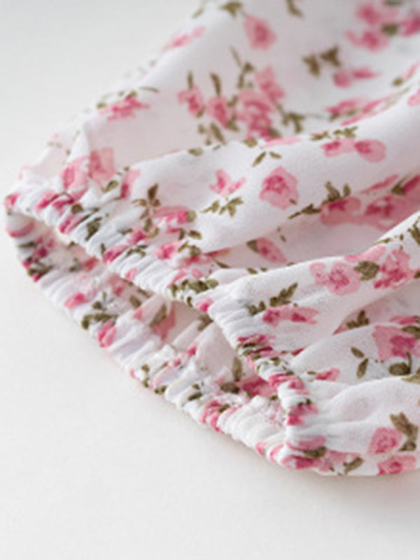 Romantic Floral Holiday Dress – Woven Polyester, Spring-Summer Style