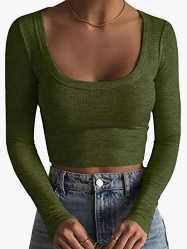 Women's Slim Fit Long Sleeve Crop Top