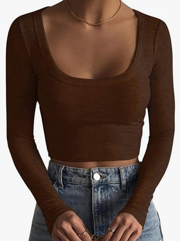 Women's Slim Fit Long Sleeve Crop Top