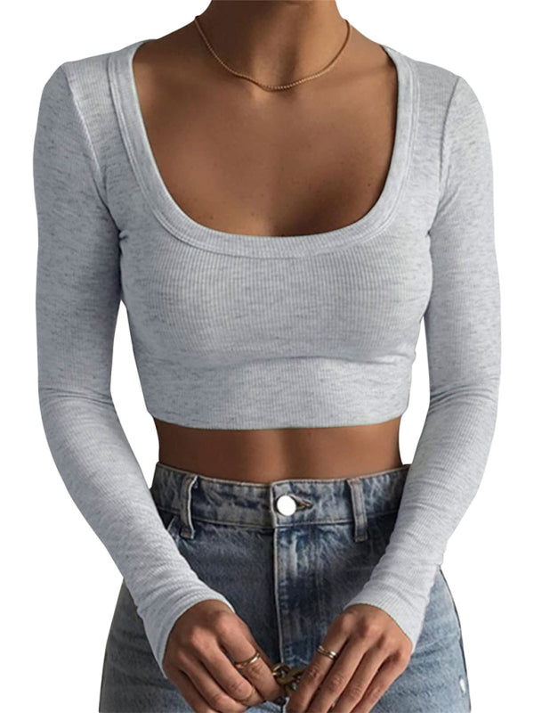 Women's Slim Fit Long Sleeve Crop Top