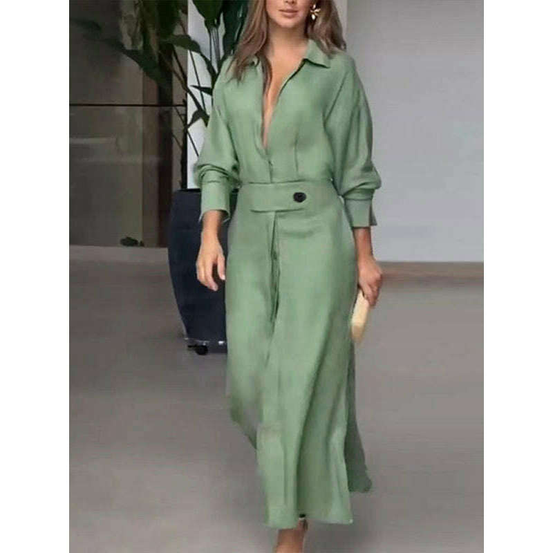 lace-up-waist-irregular-long-sleeve-shirt-dress-–-solid-color-office-casual-looksmiling-maria---everything-for-women-34653937
