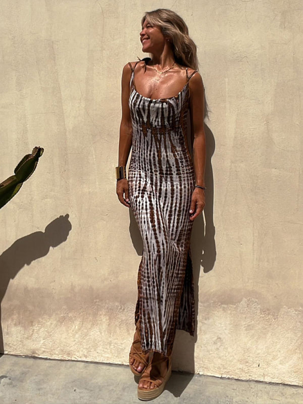 Printed Halter Vacation Maxi Dress – Lightweight Knit & Flowy Fit