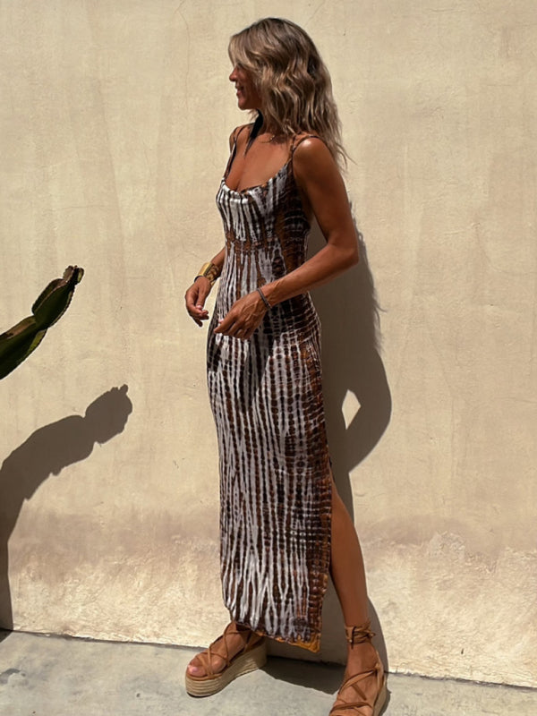 Printed Halter Vacation Maxi Dress – Lightweight Knit & Flowy Fit