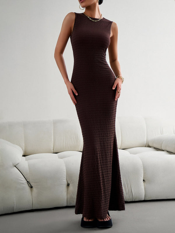 Slim Knitted Vest Dress – Elegant Sleeveless Bodycon for All Seasons