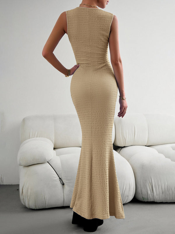 Slim Knitted Vest Dress – Elegant Sleeveless Bodycon for All Seasons