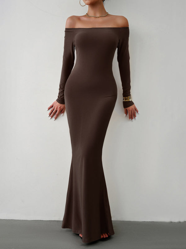 One-Shoulder Slim Fit Dress – Elegant Knit with Slight Stretch