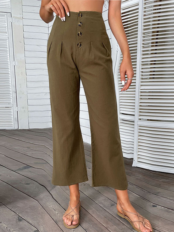 High-Waisted Cropped Flare Pants – Smiling Maria
