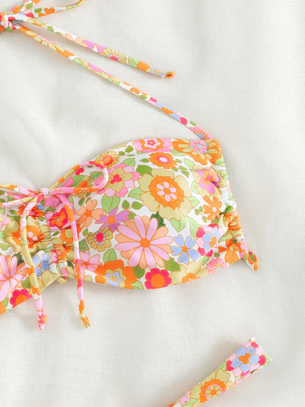 Floral Knit Bikini Set – High Elastic Fit with Padded Top