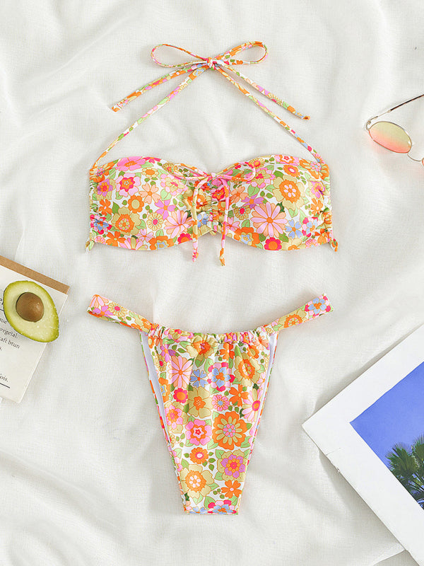 Floral Knit Bikini Set – High Elastic Fit with Padded Top