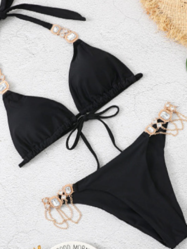 Butterfly Print Knitted Bikini Set – Sleeveless Strappy Two-Piece Swimwear