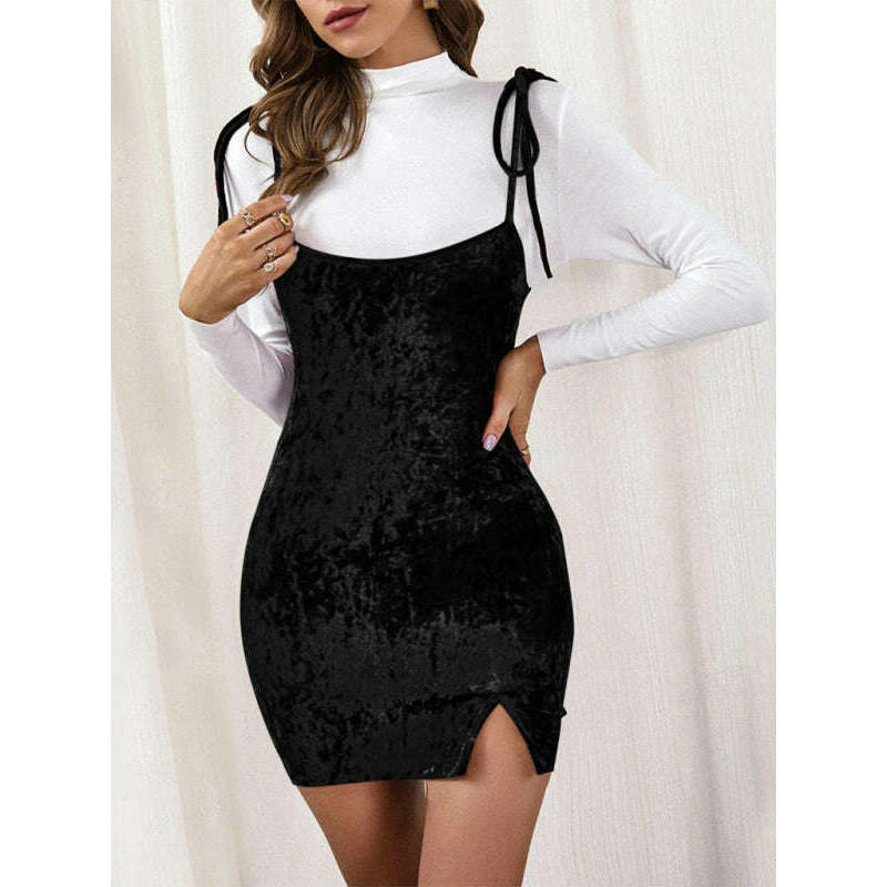 velvet-slit-bow-suspender-dress-–-party-bodyconsmiling-maria---everything-for-women-34678107