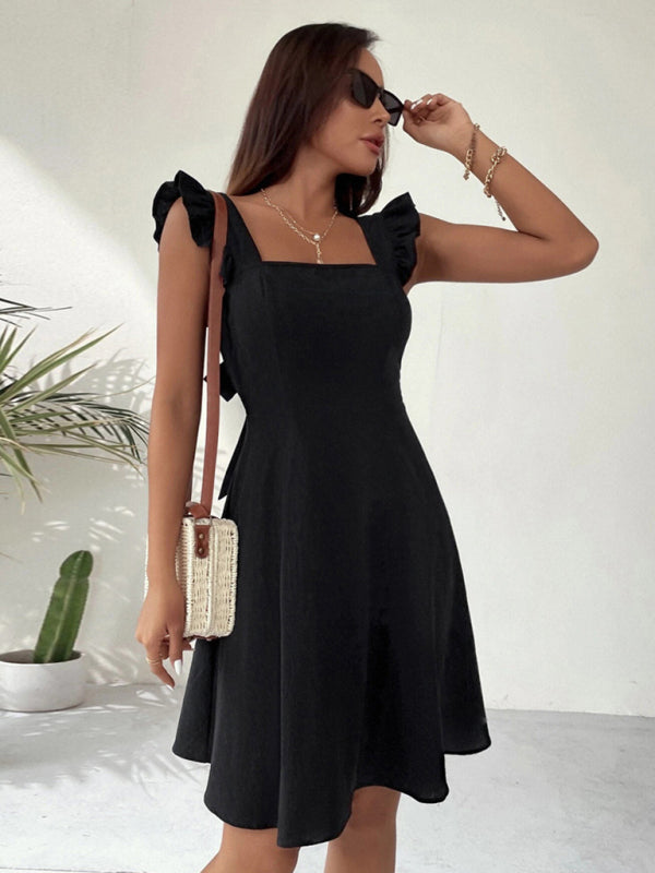 Pastoral Cotton Sundress with Adjustable Straps – Romantic Fit for Beach & Daily Wear