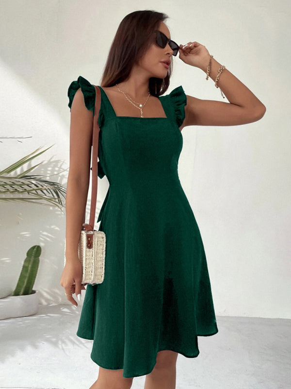 Pastoral Cotton Sundress with Adjustable Straps – Romantic Fit for Beach & Daily Wear