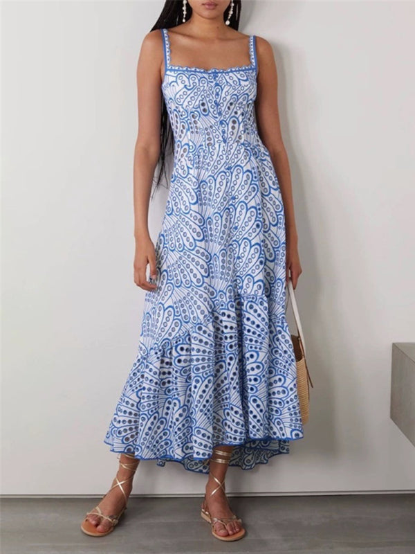 Irregular Fishtail Holiday Dress – Sleeveless Woven Fit for Spring-Summer