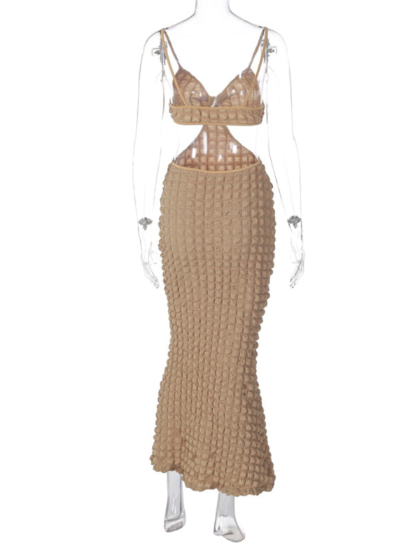 Women's Hollow Back Spaghetti Strap Long Dress