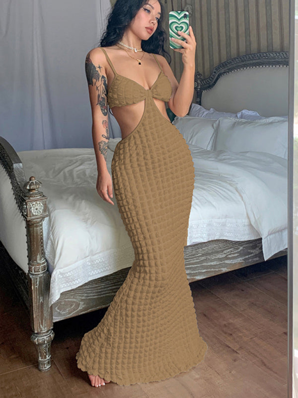 Women's Hollow Back Spaghetti Strap Long Dress