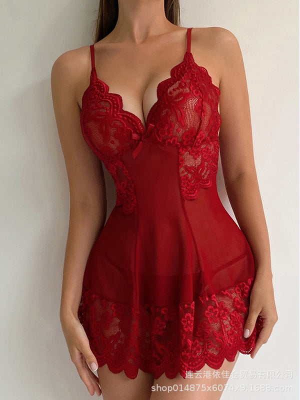 Sexy Spring-Summer Lace Lingerie Set – Sheer Mesh with Dropped Shoulders