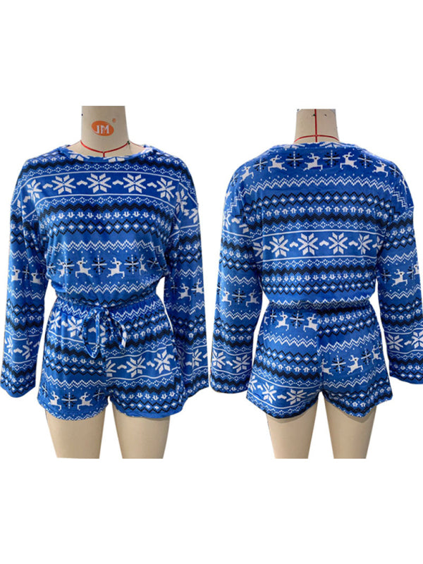 Women's Christmas Lounge Set – Long-Sleeved Sweatshirt & Shorts
